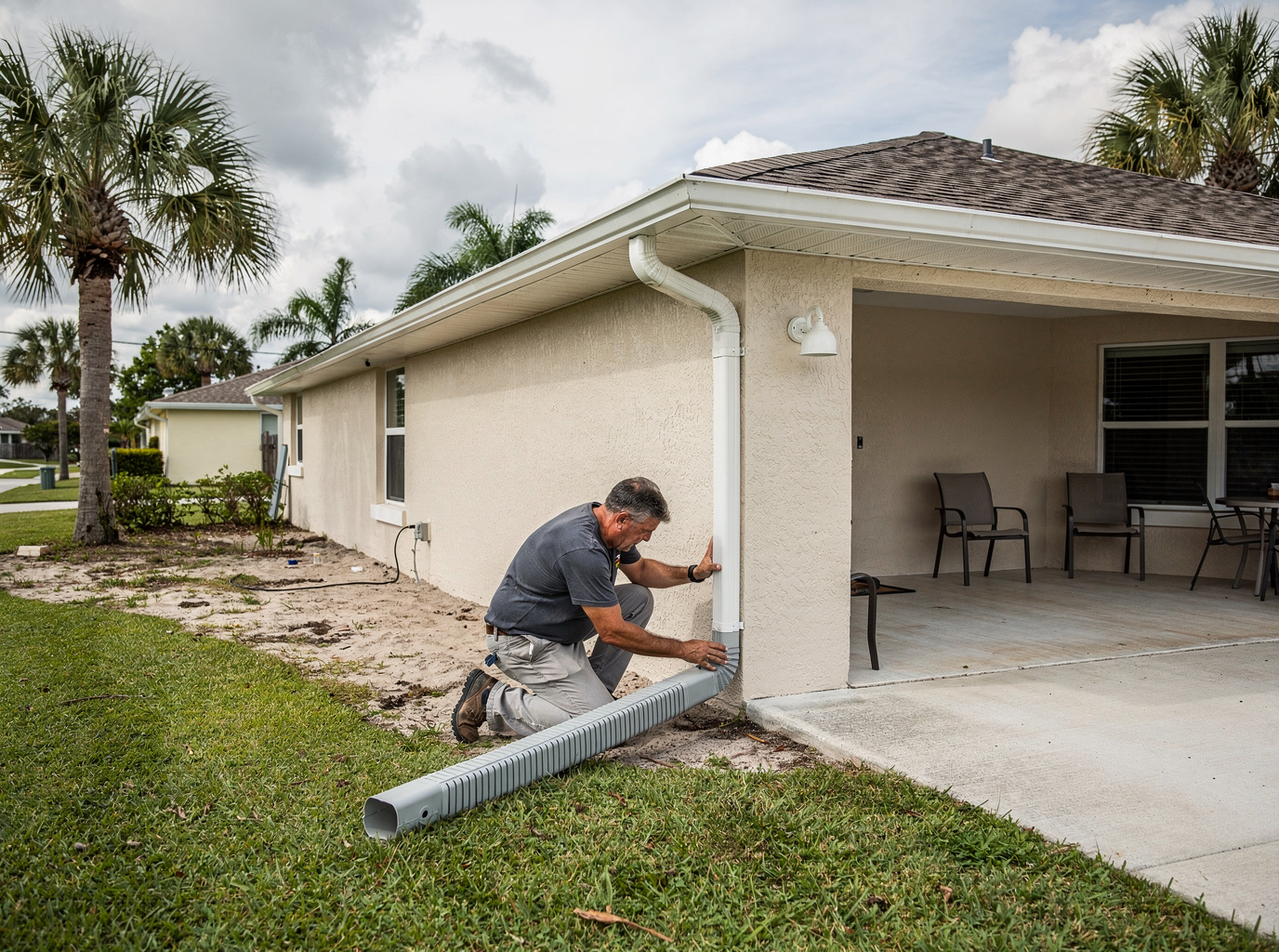 Checking Downspout Extensions Before Hurricane Season in Volusia County